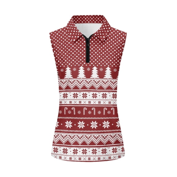 Whosucclay Christmas Golf Shirts for Ladies, Elastic Breathable Sleeveless Golf Shirts for Women for Tennis Athletic XS - 2XL
