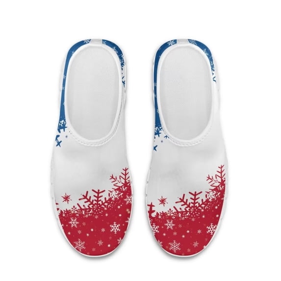 Whosucclay Christmas Snowflakes Women's Slip-on Sneakers,Running and Fitness Shoes,Breathable Mesh Sneakers Footwear Easy to Clean Non-Slip EVA Sold Travel Shoes