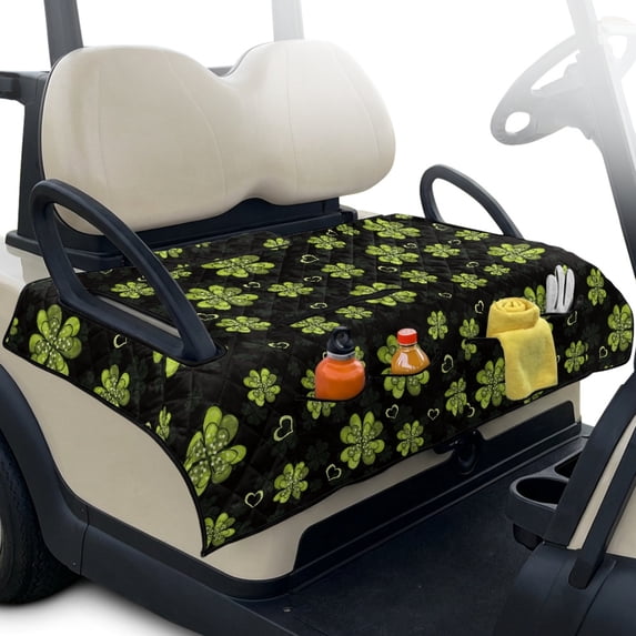 Whosucclay Clover Heart Foldable Golf Cart Seat Covers, 51.18 x 30.3 inches Easy to Install and Remove Club Car Seat Covers with All-Weather Protection