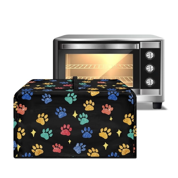 Whosucclay Colorful Dog Paw Star Print Microwave Oven Dust Cover Heat-Resistant Microwave Dust Cover Case, Dustproof Protection for Toaster Oven, Air Fryer 18.25" x 14.5" x 11"inches-S