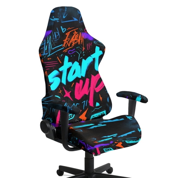 Whosucclay Colorful Line Lightning Print Office & Gaming Chair Slipcover Breathable Stretch Computer Desk Chair Cover with Zipper 4-Piece Racing Computer Chairs Slipcover Set