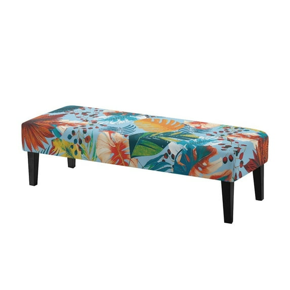Whosucclay Colorful Monstera Palm Leaf Print Stretch Rectangle Dining Bench Cover - Anti-Dust Removable Bench Slipcover Machine Washable Seat Cushion Protector for Bedroom, Kitchen, Hotel, Banquet