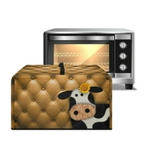Whosucclay Cow Sunflower Grid Print Microwave Oven Cover Dustproof, Scratch Resistant Toaster Oven Dust Protector with Handle, Universal Shield for Countertop Appliances in Home-S