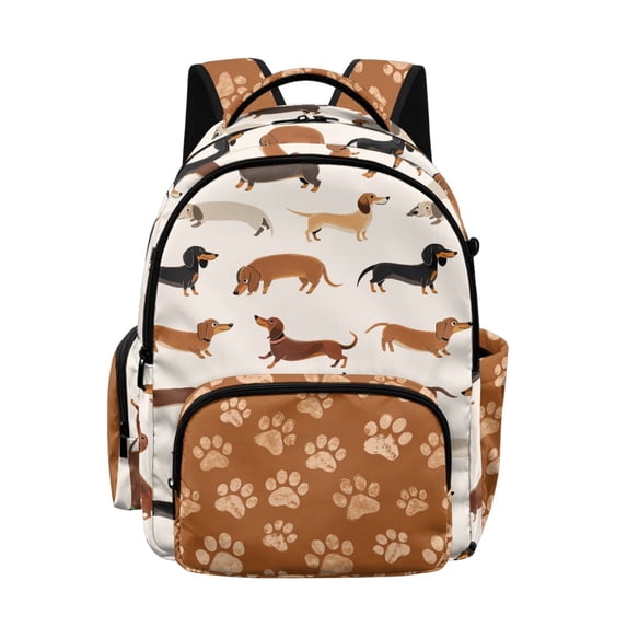 Whosucclay Cute Dachshund Dog Pattern Student Bookbag Lightweight Large Capacity Rucksack with Adjustable Straps Multi-Pockets Rucksack, Elementary School Book Bag