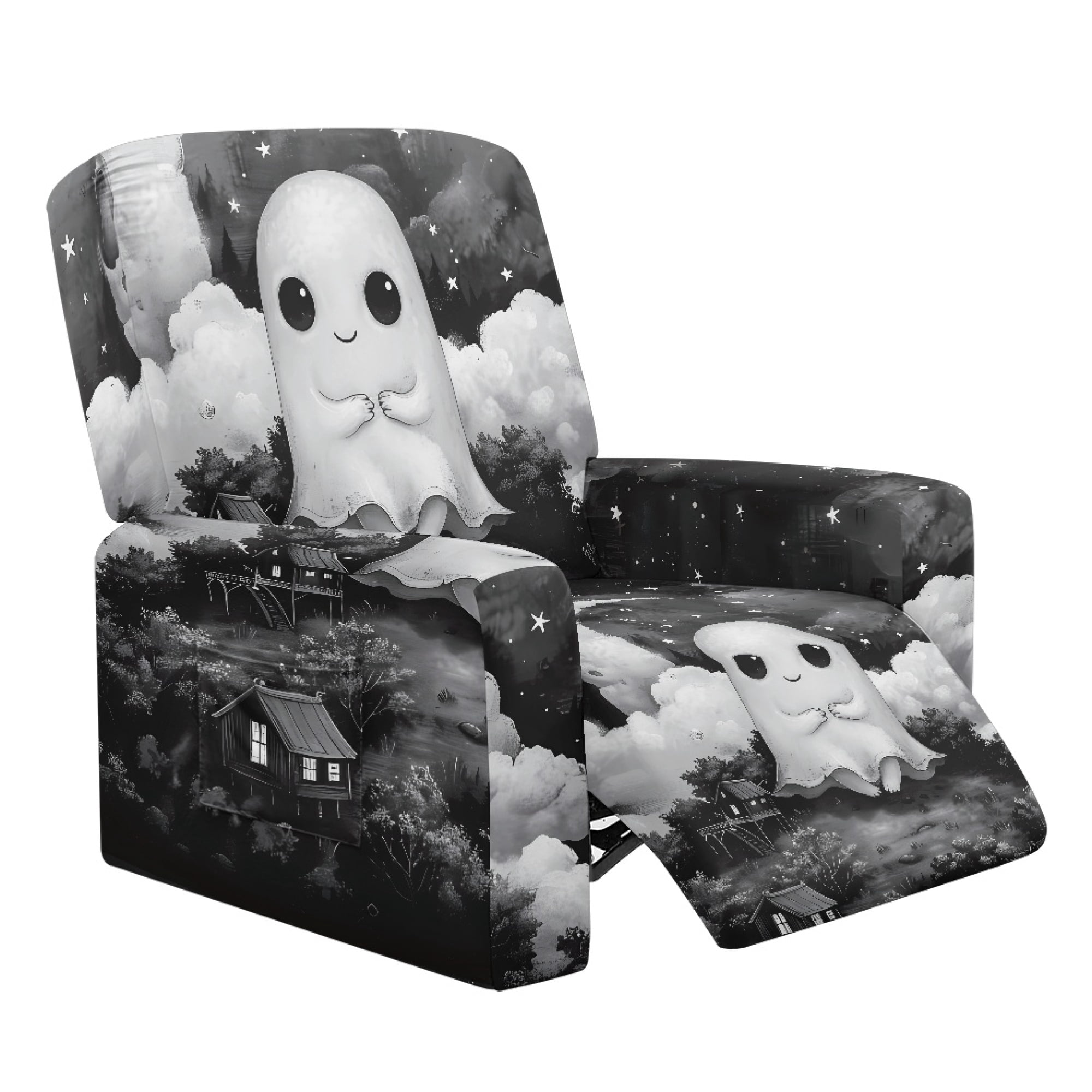 Whosucclay Cute Ghost Moon Pattern Recliner Chair Covers, with Side ...