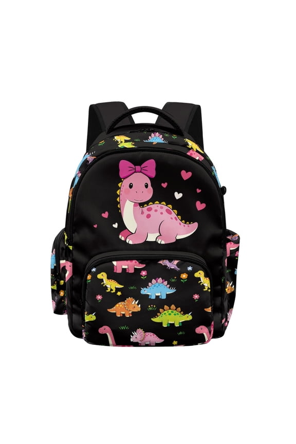 Cute Pink Dinosaur Theme Kids' School Backpack for Boys Girls, High School Middle School Large Capacity Waterproof Schoolbag for Travel Daily Commute