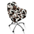 thumbnail image 1 of Whosucclay Daisy Cow Print Curved Back Accent Chair Slipcovers Stretch Office Chair Protector Non-Slip Curved Back Bar Stool Slipcovers with Arms for Living Room, Vanity, Party, 1 of 7