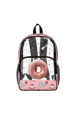 Dessert 17 Inch Clear Backpack, Side Pockets See Through Bookbag, Large Capacity Adjustable Straps See Through Book Bag for Preschool Elementary