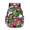 thumbnail image 1 of Whosucclay Dinosaur Neon Lightning Bolt Pattern 17 Inch Rucksack for Boys Girls, Lightweight Comfort Carry Kids Backpack for High School Elementary School, 1 of 8