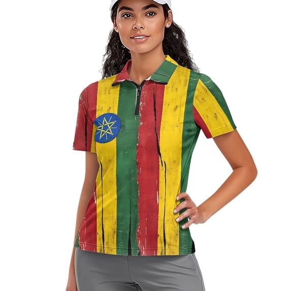 Whosucclay Distressed Stripe Design Tennis Shirts for Golf Bowling, Elastic Polyester Fabric Polo Shirts Collared Moisture Wicking Golf Shirt Size Small