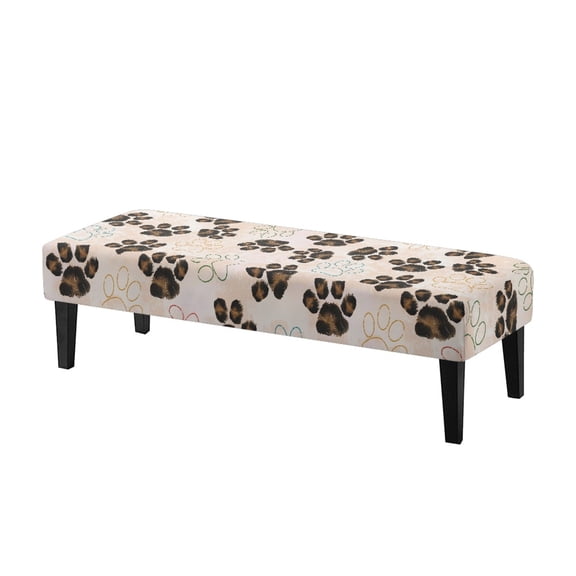 Whosucclay Dog Paw Leopard Print Stretch Dining Bench Cover, Wear Resistant Bench Slipcover Washable Bench Seat Protector Rectangle Bench Cover for Dining Room, Living Room, Bedroom
