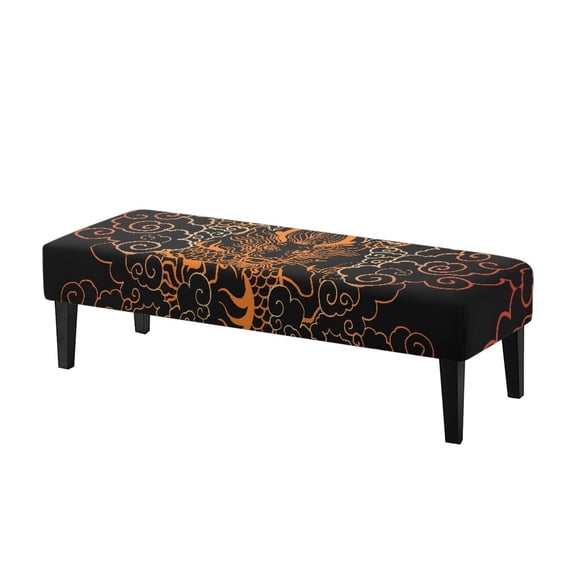 Whosucclay Dragon Japanese Cloud Print Stretch Rectangle Dining Bench Cover - Anti-Dust Removable Bench Slipcover Machine Washable Seat Cushion Protector for Bedroom, Kitchen, Hotel, Banquet