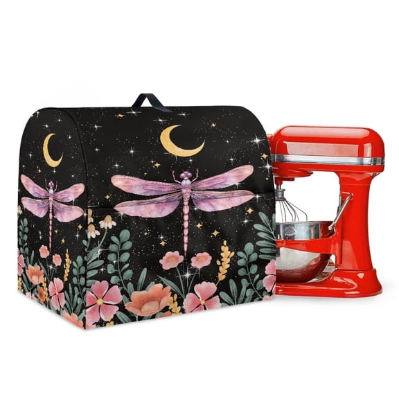 Whosucclay Dragonfly Flower Star Moon Print Stand Mixer Cover Portable Mixer Dust Cover Waterproof Kitchen Appliance Covers Multipurpose Blender Cover Wear-Resistant Kitchen Accessories, L