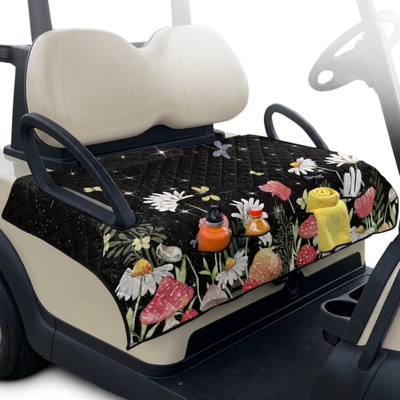 Whosucclay Dragonfly and Mushroom Pattern Golf Cart Accessories, 4 Convenient Pockets Towel Blanket for 2-Person Carts Club Car Yamaha Sweat Absorption