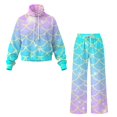 Traksuit Pattern Whosucclay Fish Scale Pattern Adjustable Drawstring Women 2 Piece ...