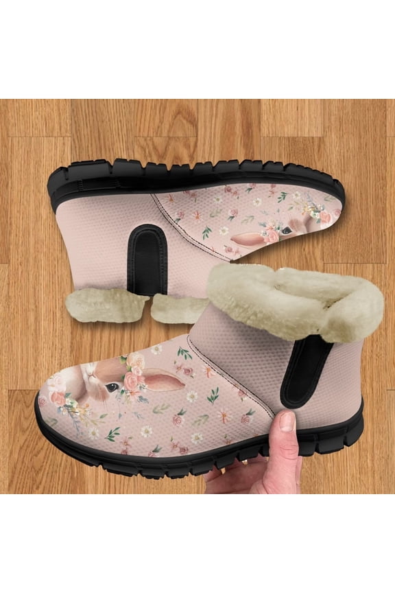 Flannel Women Winter Snow Boots Ladies Warm Fur Lined Ankle Booties Outdoor Water Resistant Furry Shoes