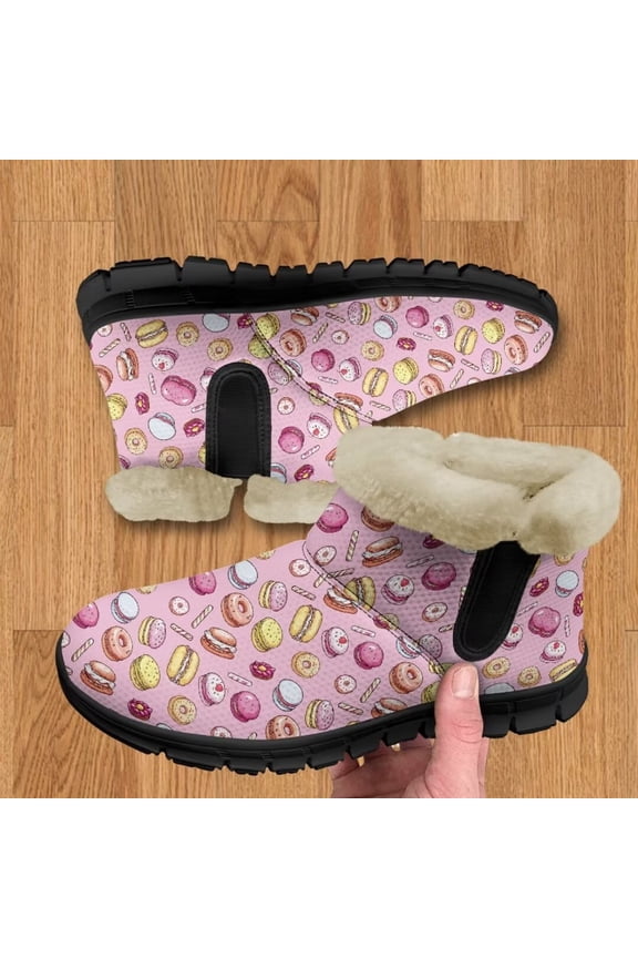 Flannel Women Winter Snow Boots Ladies Warm Fur Lined Ankle Booties Outdoor Water Resistant Furry Shoes