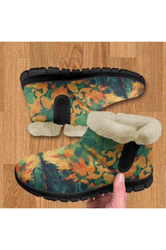 Flannel Womens and Girl Snow Boots Ankle Booties Waterproof Winter Boots Slip on Fashion Boots No Slip Boots