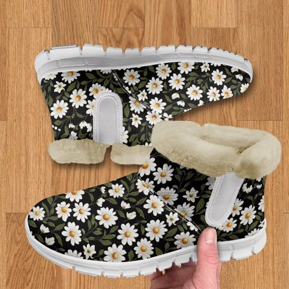 Whosucclay Flannel Womens and Girl Snow Boots Ankle Booties Waterproof Winter Boots Slip on Fashion Boots No Slip Boots