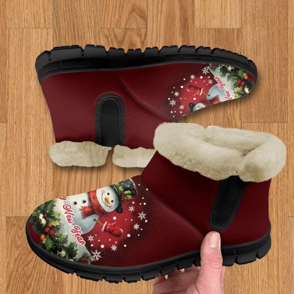 Whosucclay Flannel Womens and Girl Snow Boots Ankle Booties Waterproof Winter Boots Slip on Fashion Boots No Slip Boots