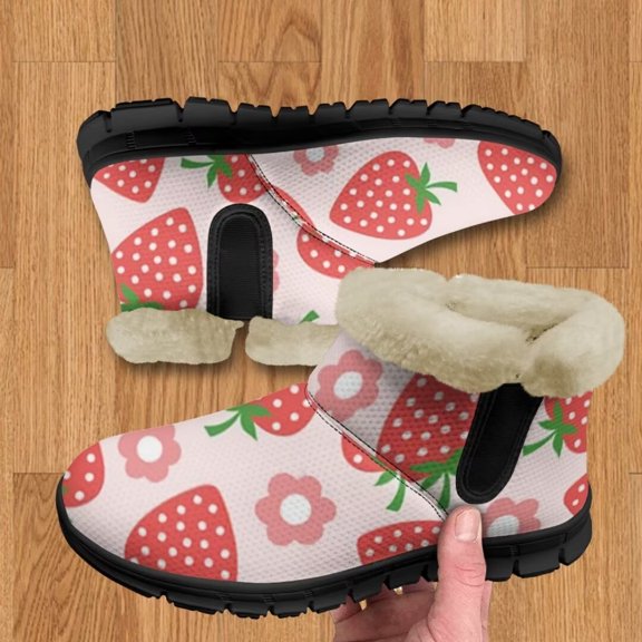 Whosucclay Flannel Womens and Girl Snow Boots Ankle Booties Waterproof Winter Boots Slip on Fashion Boots No Slip Boots