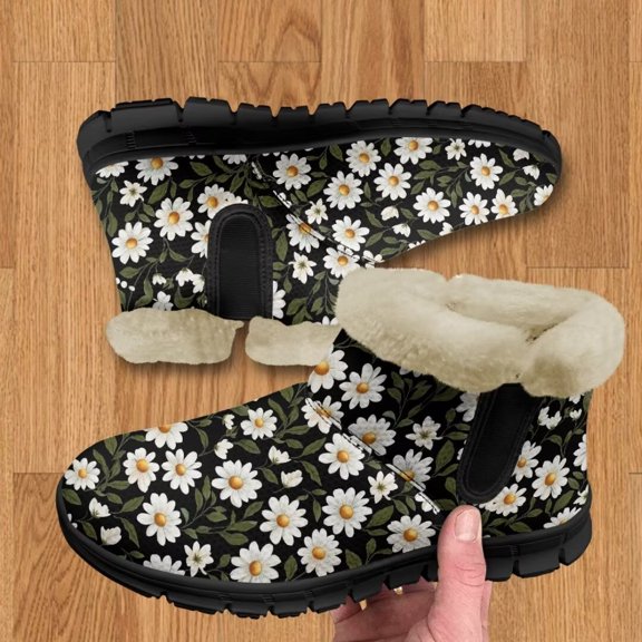 Whosucclay Flannel Womens and Girl Snow Boots Ankle Booties Waterproof Winter Boots Slip on Fashion Boots No Slip Boots