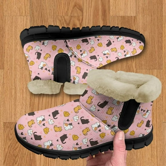 Whosucclay Flannel Womens and Girl Snow Boots Ankle Booties Waterproof Winter Boots Slip on Fashion Boots No Slip Boots