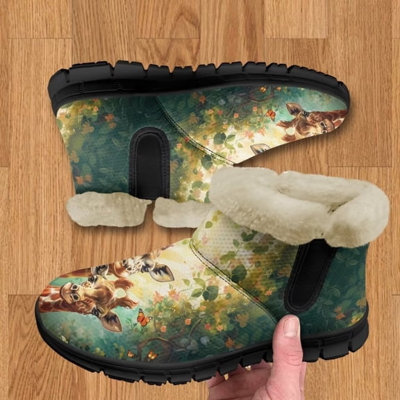 Whosucclay Flannel Womens and Girl Snow Boots Ankle Booties Waterproof Winter Boots Slip on Fashion Boots No Slip Boots