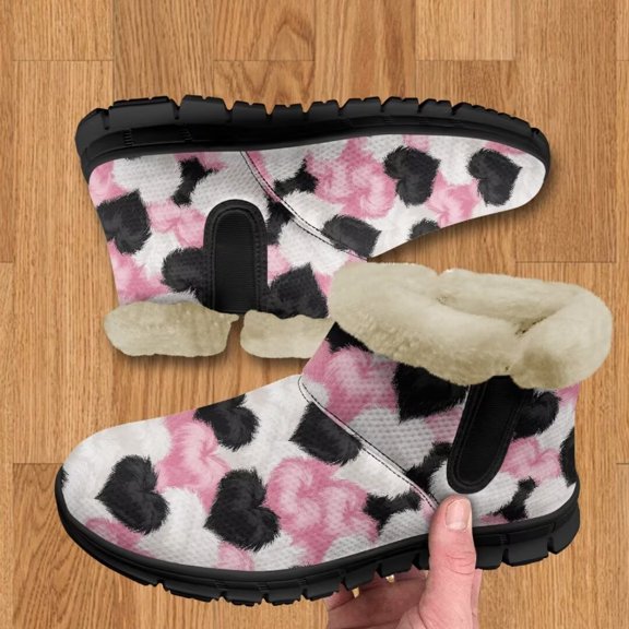 Whosucclay Flannel Womens and Girl Snow Boots Ankle Booties Waterproof Winter Boots Slip on Fashion Boots No Slip Boots