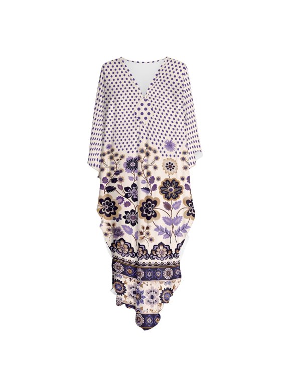 Floral Spot Design, Long Dress for Women Breathable Moo Moo Dress Breathable Lightweight Kaftan Dress for Swimming, Resort