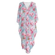 Whosucclay Flowers Pattern Design, Kaftan Dress for Women Long Mumu Dress Plus Size Soft Maxi Bathing Suit Cover Up for Travel