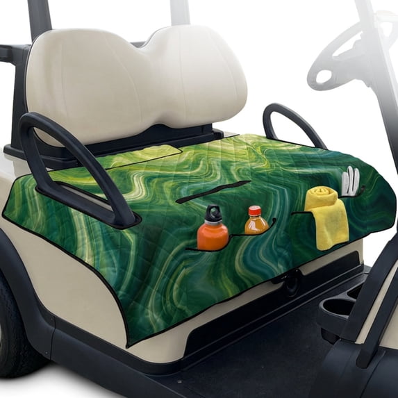 Whosucclay Fluid Art Golf Cart Accessories, 51.18 x 30.3 inches Quilted Keeps Seat Clean Golf Cart Seat Towel with All-Weather Protection 4 Convenient Pockets