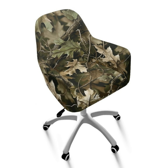 Whosucclay Forest Camo Hunting Print Swivel Accent Chair Covers Removable Dining Chair Cover Stretch Accent Office Desk Chair Sliopcover Washable Swivel Arm Chair Protector for Home Office