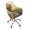 thumbnail image 1 of Whosucclay Forest Owl Daisy Butterfly Print Curved Back Chair Cover Stretch Dining Chair Covers Removable Curved Back Bar Stool Slipcovers with Arms Universal Computer Chair Slipcover, 1 of 7