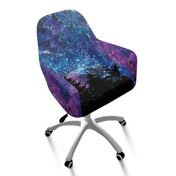 Whosucclay Forest Trees Galaxy Print Swivel Accent Chair Covers, Dustproof Stretch Dining Chair Slipcovers Universal Bar Stools Covers for Home Office, Living Room, Club, Vanity