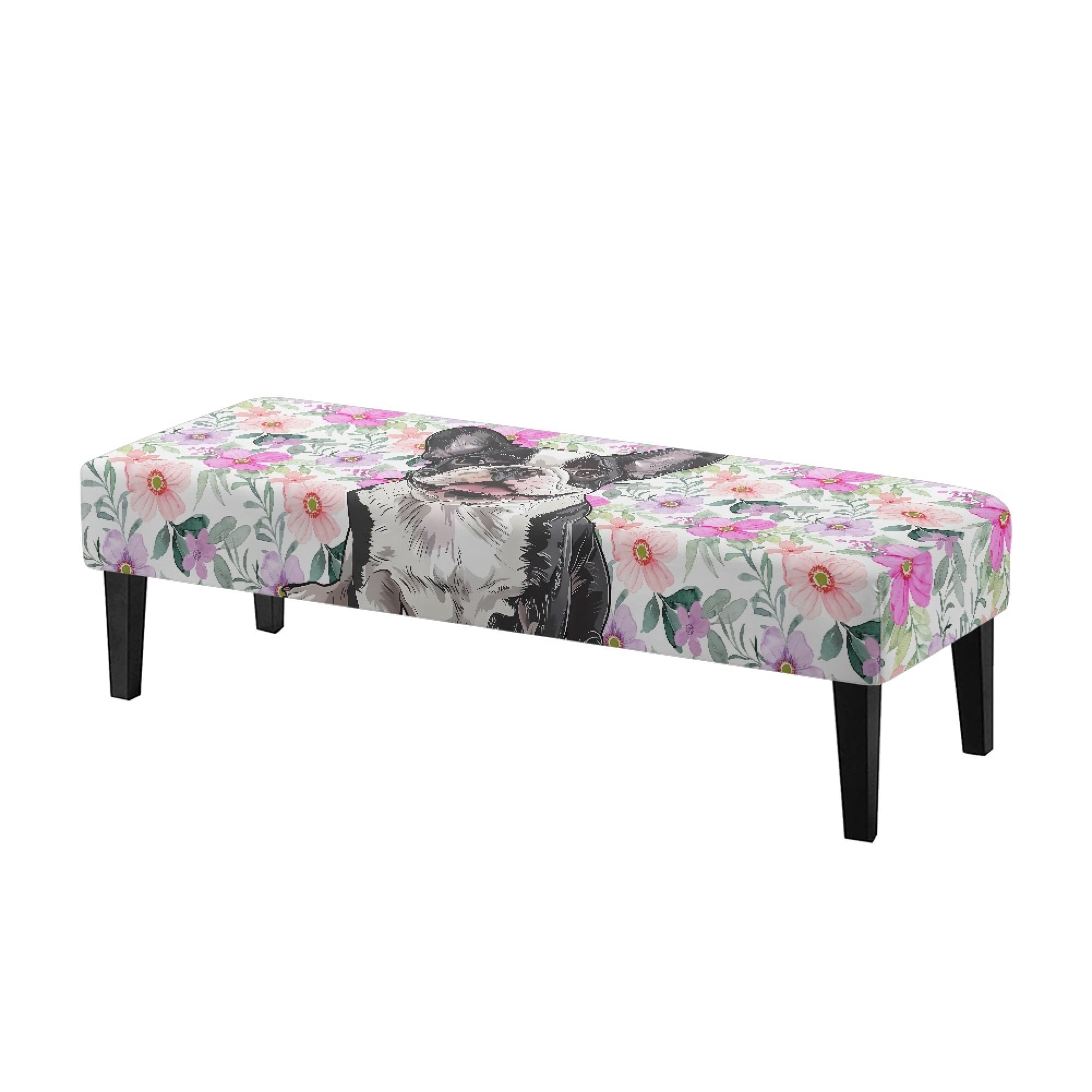 Whosucclay French Bulldog Flower Print Dining Bench Slipcovers Stretch ...