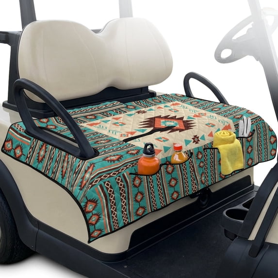 Whosucclay Geometric Southwest Quilted Golf Seat Covers, Anti Slip for EZGO Yamaha Carts Club Cars, 4 Convenient Pockets 51.18 x 30.3 inches