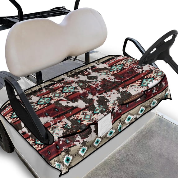 Whosucclay Geometric Splatter Golf Seat Cover, Washable Golf Cart Seat Cover Easy Install and Clean with 4 Pockets Golf Cart Seat Protector for Most 2‑Seat Golf Carts