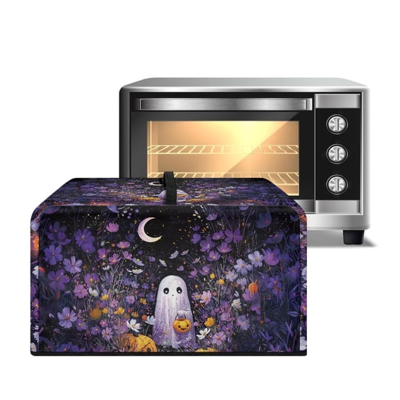 Whosucclay Ghost Pumpkin Daisy Moon Print Microwave Oven Dust Cover Breathable Microwave Oven Dust Cover Case Heat-Resistant Machine Protector with Top Handle 20.9" x 15.7" x 12.4"inches-L
