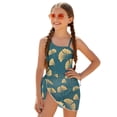 thumbnail image 1 of Whosucclay Ginkgo Leaf Pattern Girls One Piece Swimsuit with Cover Up, Polyester Material Removable Bra Adjustable Strap Girls' Cover Up One Piece Swimsuit for Beach, 11-12 Years Old, 1 of 9
