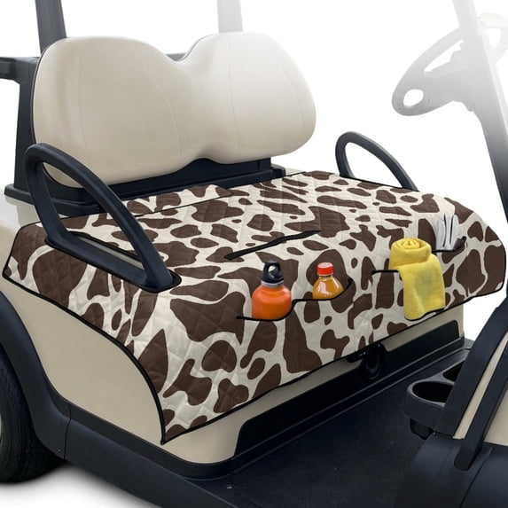 Whosucclay Giraffe Print Cover Club Car Seat Cover Protector, Golf Cart Accessories 4 Storage Pockets Nonskid Bottom Golf Cart Seat Towel for Seat Covers EZGO
