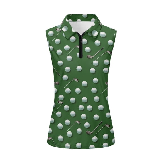 Whosucclay Golf Ball And Club Print Womens Golf Shirt for Ladies Breathable Quick Dry Stretchy Workout Tank Tops XS - 2XL
