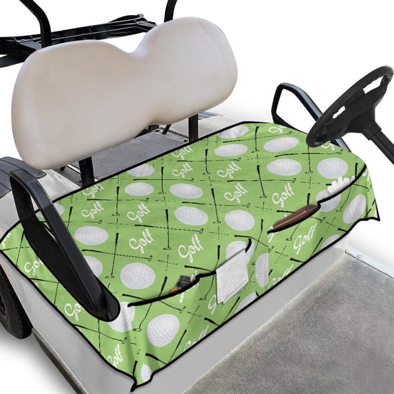 Whosucclay Golf Pattern Golf Cart Seat Blanket, 4 Pockets Thick 4 Front Pockets Golf Cart Seat Blanket Towel for Yamaha EZGO Club Car, 52.36" x 32.28"