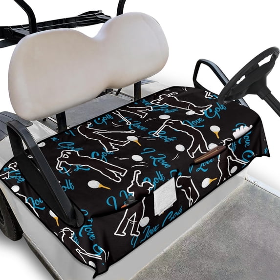 Whosucclay Golf Silhouette Golf Cart Seat Cover, Anti-Slip Storage Pockets Wear-Resistant Golf Cart Seat Towel Blanket for Most 2-Seat Golf Carts