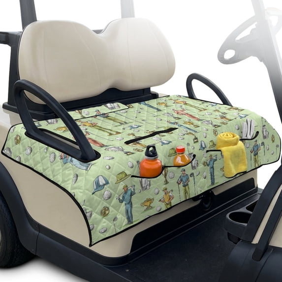 Whosucclay Golfer Trophy Pattern Golf Cart Accessories, Lightweight 4 Convenient Pockets Golf Cart Seat Blanket for EZGO Club Car 2-Person Carts