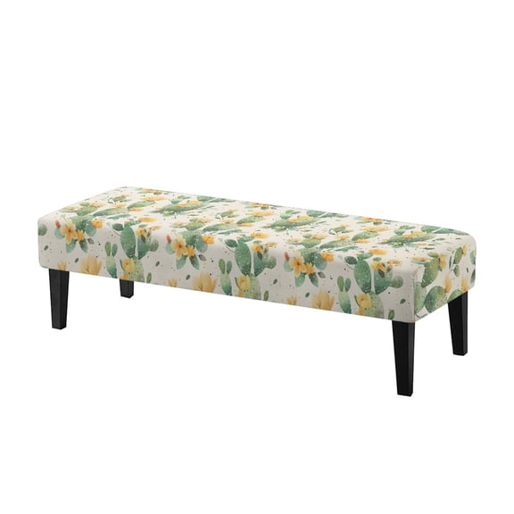 Whosucclay Green Cactus Floral Print Stretch Bench Covers, Washable Bench Seat Cover Universal Seat Protector Waterproof Bench Seat Cushion Slipcovers for Living Room, Bedroom