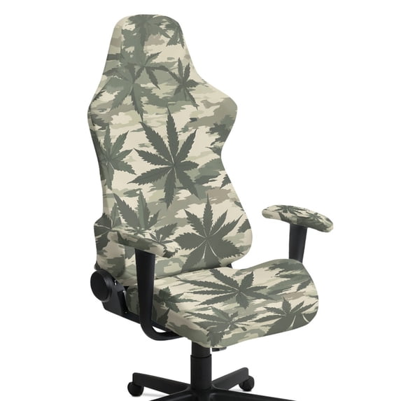 Whosucclay Green Camo Print Gaming Chair Covers, with Armrest Cover Computer Chairs Slipcovers Stretchable Elastic Machine Washable Gaming Chair Seat Cover with Zipper