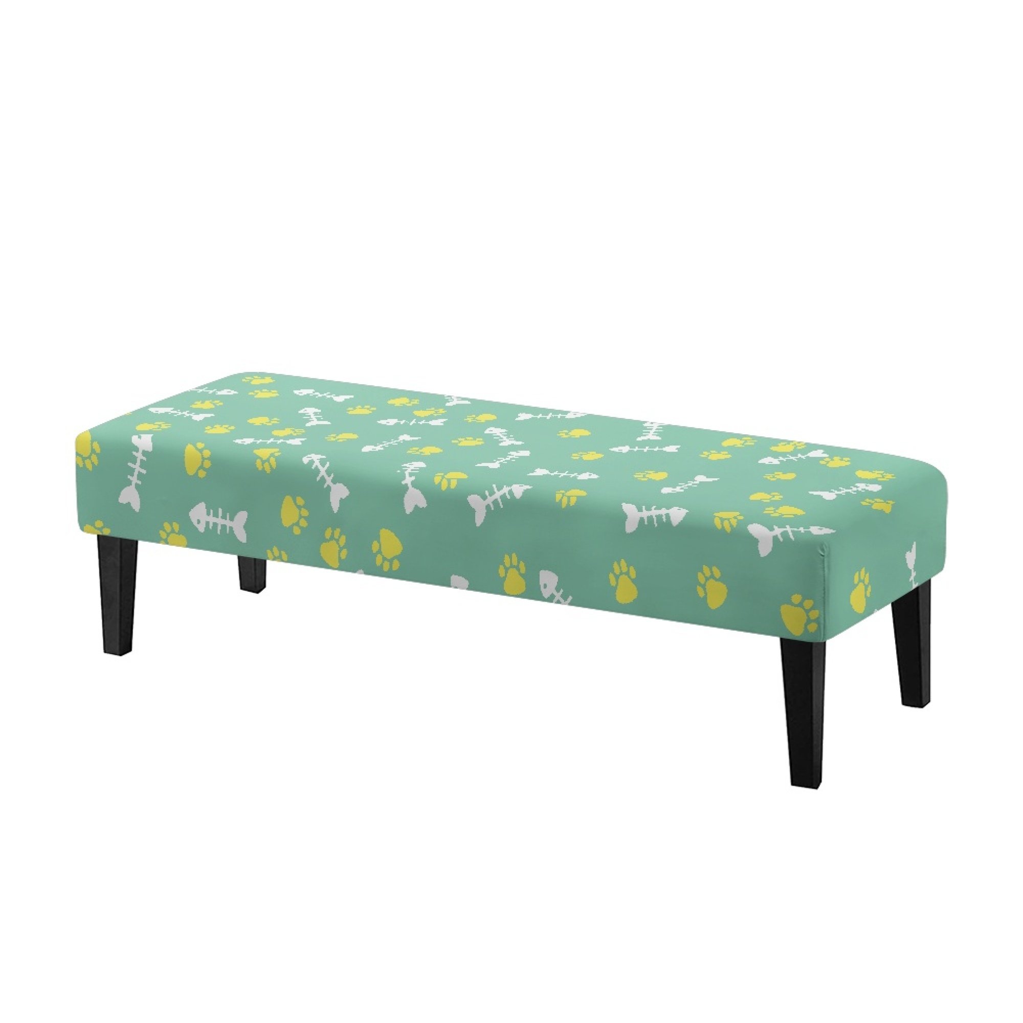 Whosucclay Green Dog Paw Print Stretch Dining Bench Cover Wear ...