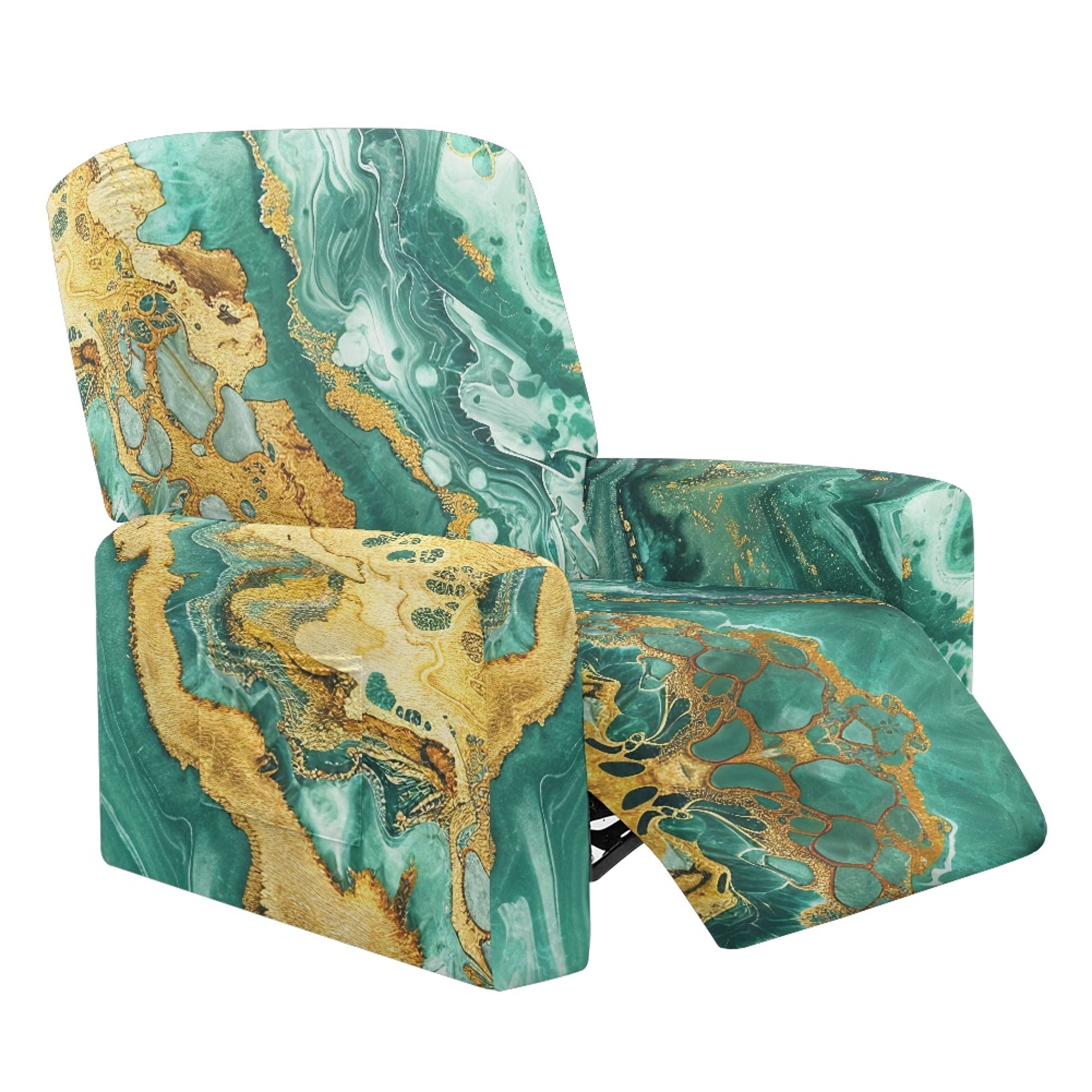 Whosucclay Green Gold Marble Pattern Recliner Slipcovers for Single ...