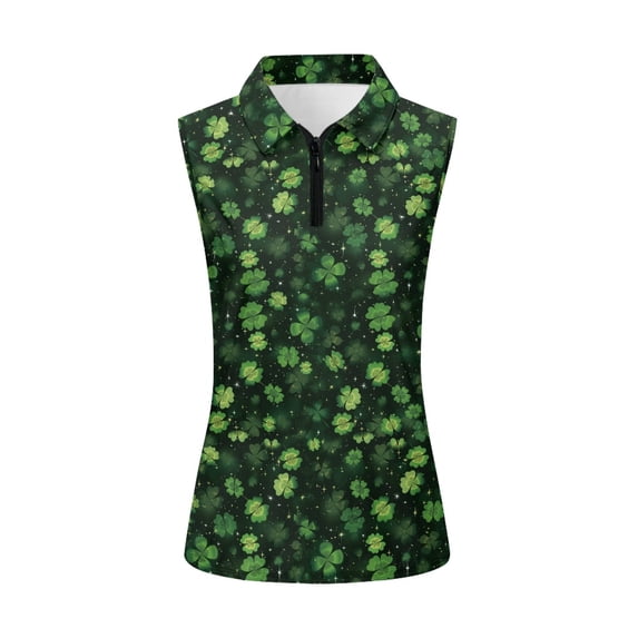 Whosucclay Green Leaf Pattern Sleeveless Shirts for Women Quick Dry Trendy Easy Clean Tennis Sport Tops XS - 2XL